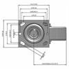 Top view drawing of caster with dimensions