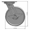 Side view drawing of caster with dimensions