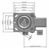 Top view drawing of caster with dimensions