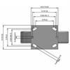 Top view drawing of caster with dimensions