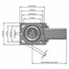 Top view drawing of caster with dimensions
