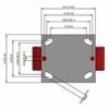Top view drawing of caster with dimensions