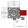 Top view drawing of caster with dimensions
