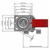 Top view drawing of caster with dimensions