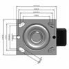 Top view drawing of caster with dimensions