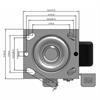 Top view drawing of caster with dimensions
