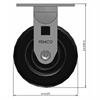 Side view drawing of caster with dimensions
