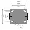 Top view drawing of caster with dimensions
