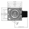 Top view drawing of caster with dimensions