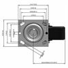 Top view drawing of caster with dimensions