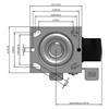 Top view drawing of caster with dimensions