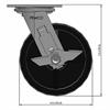 Side view drawing of caster with dimensions