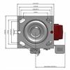 Top view drawing of caster with dimensions