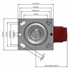 Top view drawing of caster with dimensions