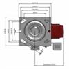 Top view drawing of caster with dimensions