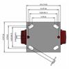 Top view drawing of caster with dimensions