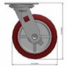 Side view drawing of caster with dimensions
