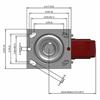 Top view drawing of caster with dimensions