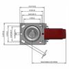 Top view drawing of caster with dimensions