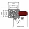 Top view drawing of caster with dimensions