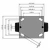 Top view drawing of caster with dimensions