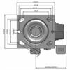 Top view drawing of caster with dimensions