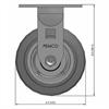 Side view drawing of caster with dimensions