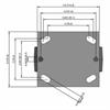 Top view drawing of caster with dimensions