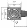 Top view drawing of caster with dimensions