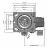 Top view drawing of caster with dimensions