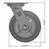 Side view drawing of caster with dimensions