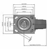 Top view drawing of caster with dimensions