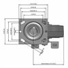 Top view drawing of caster with dimensions