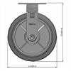 Side view drawing of caster with dimensions