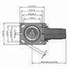 Top view drawing of caster with dimensions
