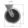 Side view drawing of caster with dimensions