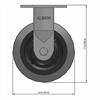 Side view drawing of caster with dimensions