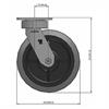 Side view drawing of caster with dimensions