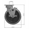 Side view drawing of caster with dimensions