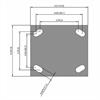 Top view drawing of caster with dimensions