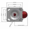 Top view drawing of caster with dimensions