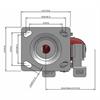 Top view drawing of caster with dimensions