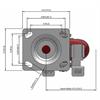 Top view drawing of caster with dimensions