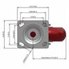 Top view drawing of caster with dimensions