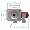 Top view drawing of caster with dimensions