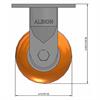 Side view drawing of caster with dimensions