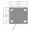 Top view drawing of caster with dimensions