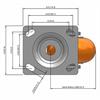 Top view drawing of caster with dimensions