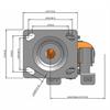 Top view drawing of caster with dimensions