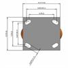 Top view drawing of caster with dimensions